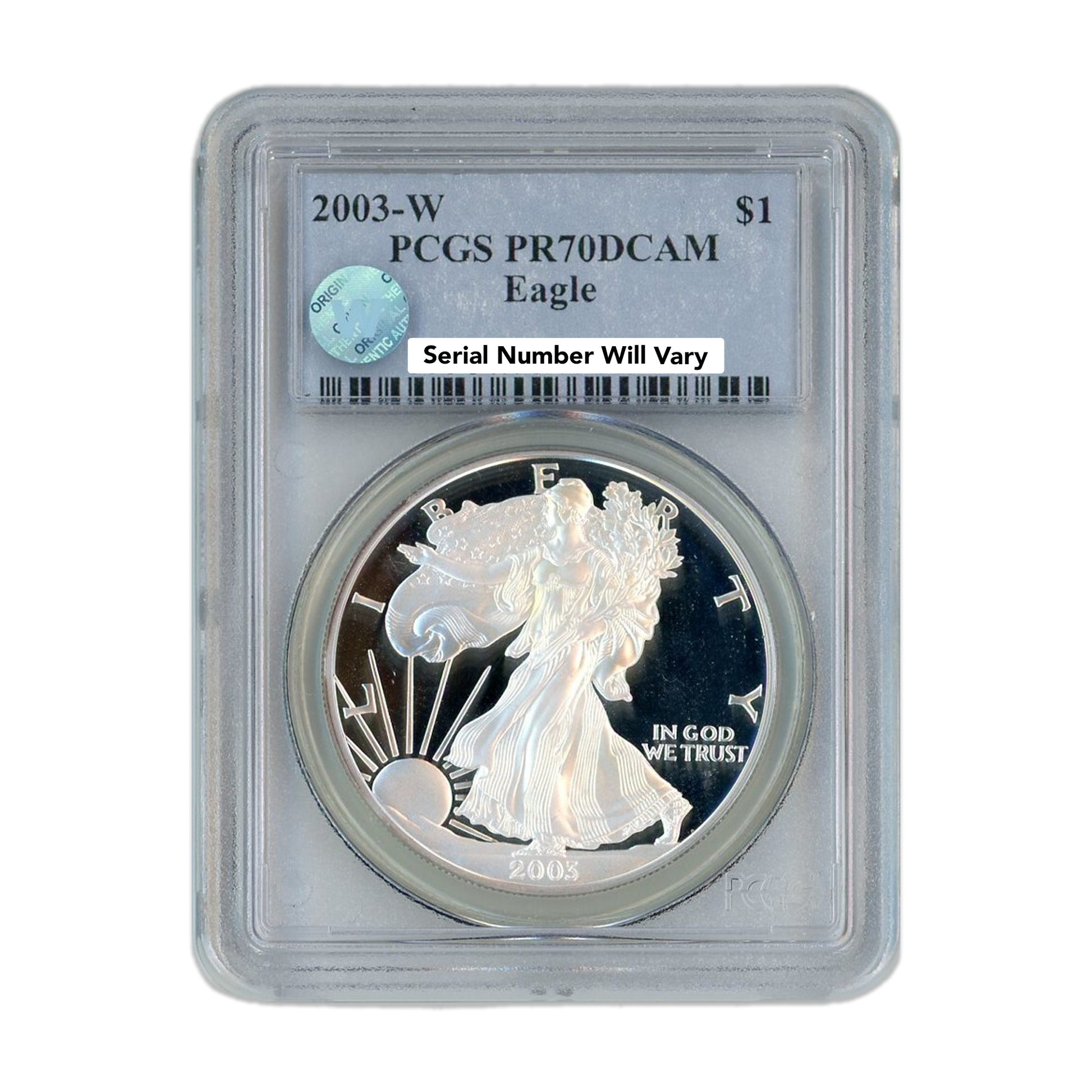 2003-W Silver Eagle - Proof - PCGS PR70 Sight White Deep Cameo - CoinsTV