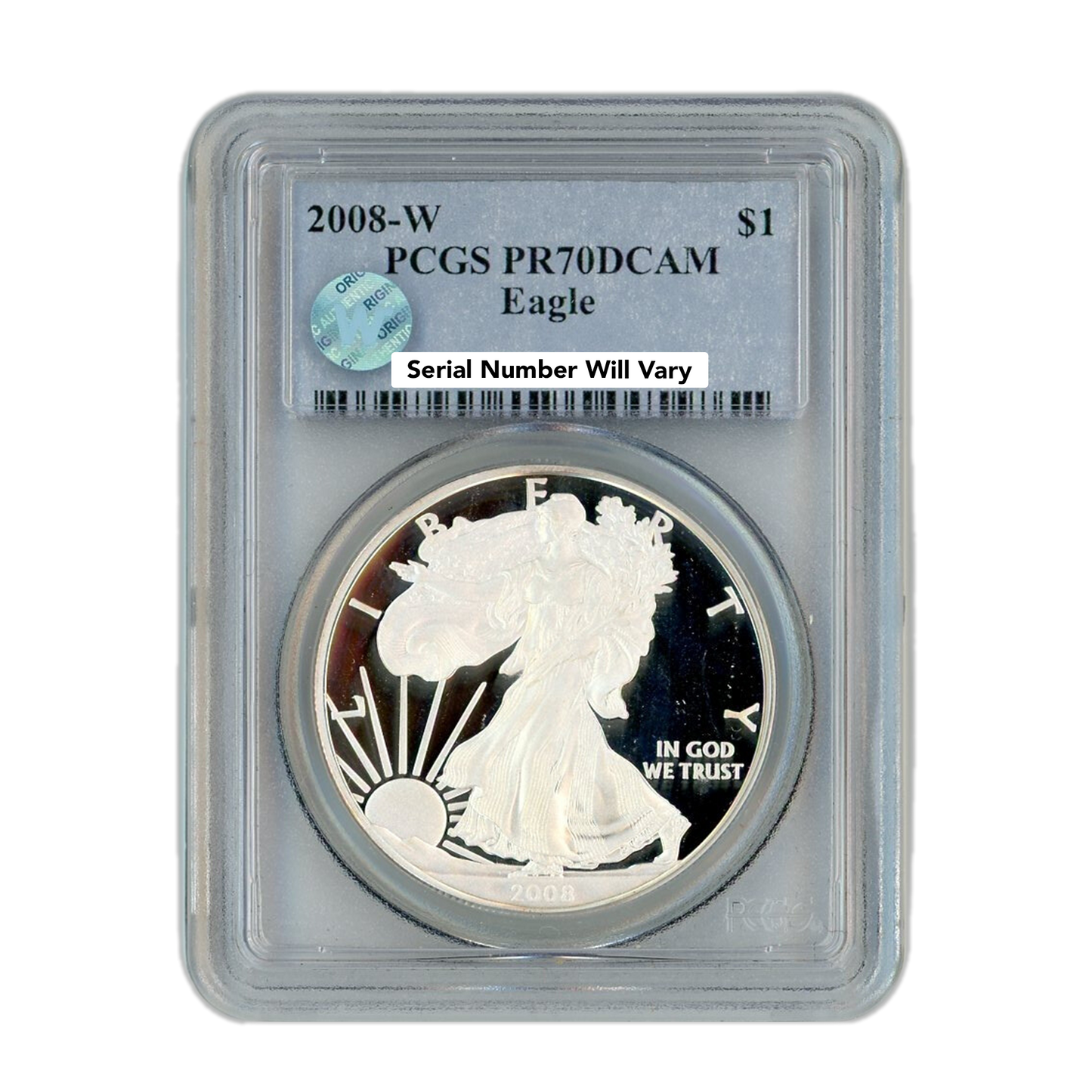 2008 W Silver Dollar Eagle - PCGS PR70 Deep Cameo Sight White