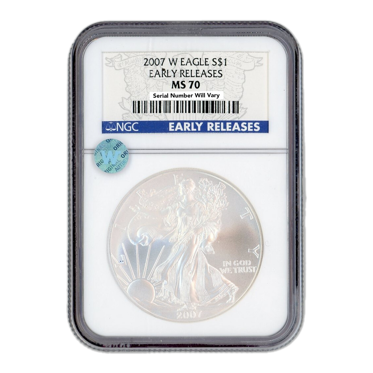 2007-W Silver Dollar Eagle - Early Releases - NGC MS70 Sight White