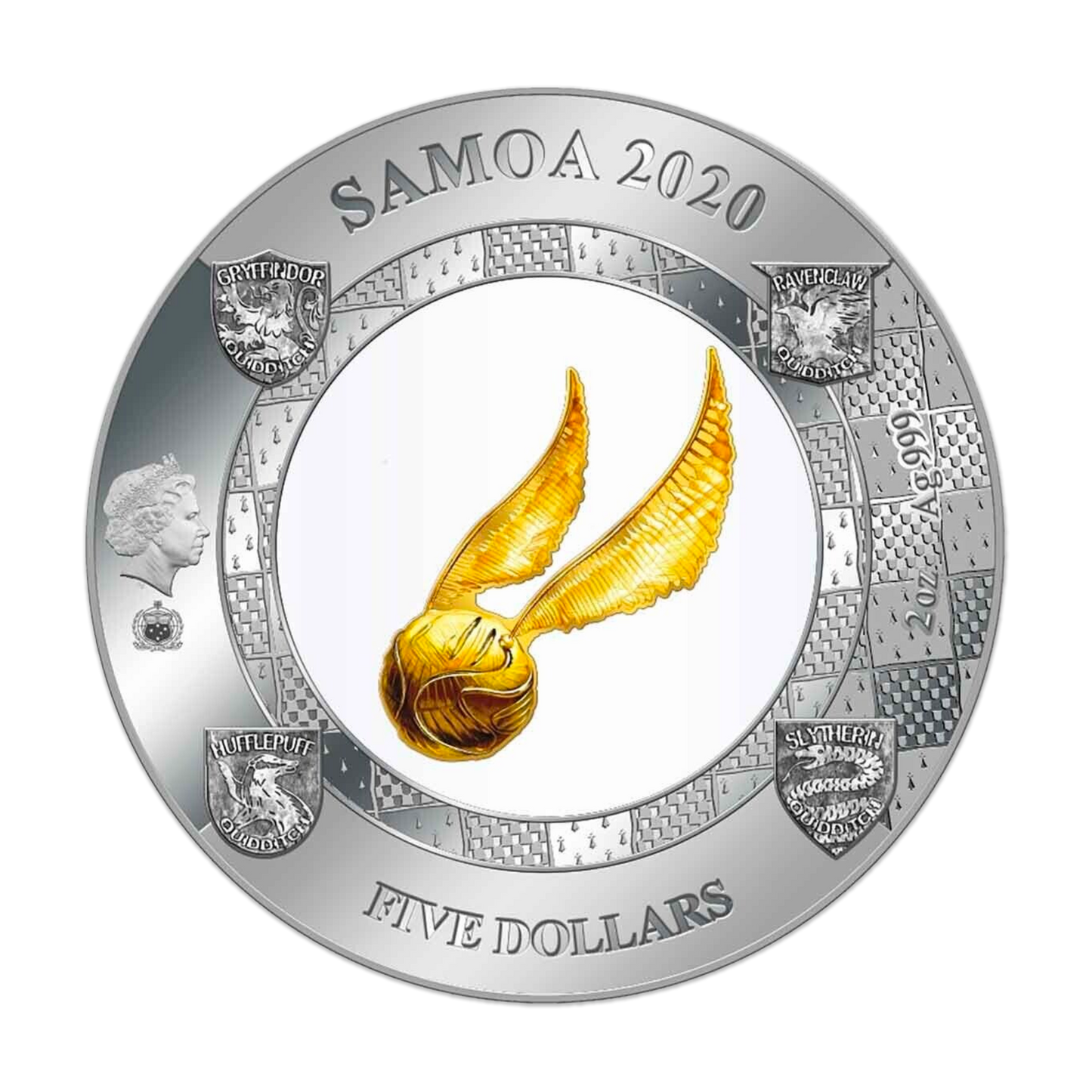 2020 Samoa Harry Potter Levitating Golden Snitch - 2oz Silver Five Dollar Coin