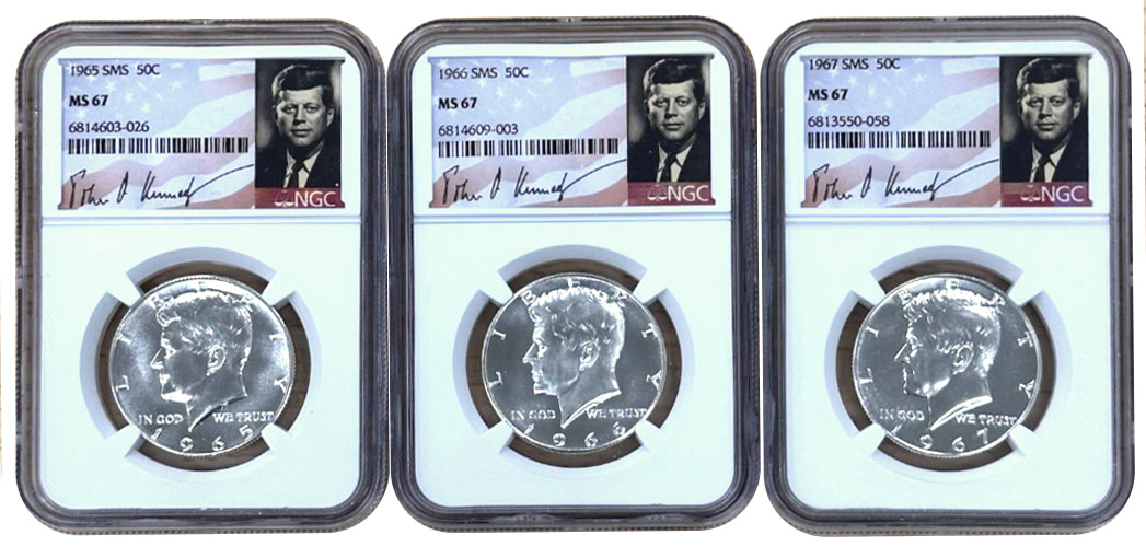1965 - 1967 Kennedy Half Dollar - Special Mint Set - Kennedy Label - NGC MS67 - CoinsTV