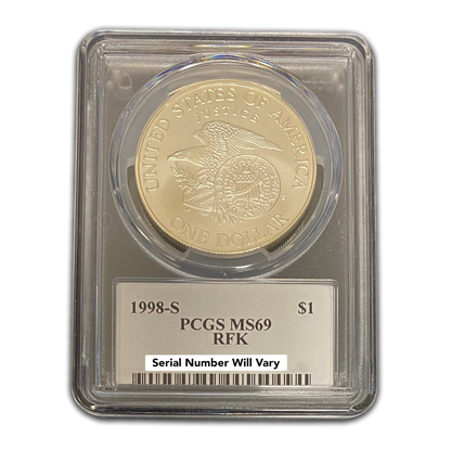 1998-S Robert F Kennedy Commemorative Silver Dollar - PCGS MS69 - TD Rogers Signature