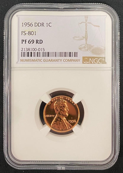 1956 Lincoln Cent - DDR - FS-801 NGC PF69 RD DDR