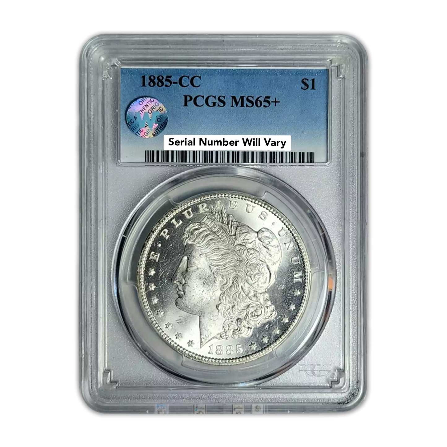 1885 CC Morgan Silver Dollar  Carson City PCGS MS65+ Sight White