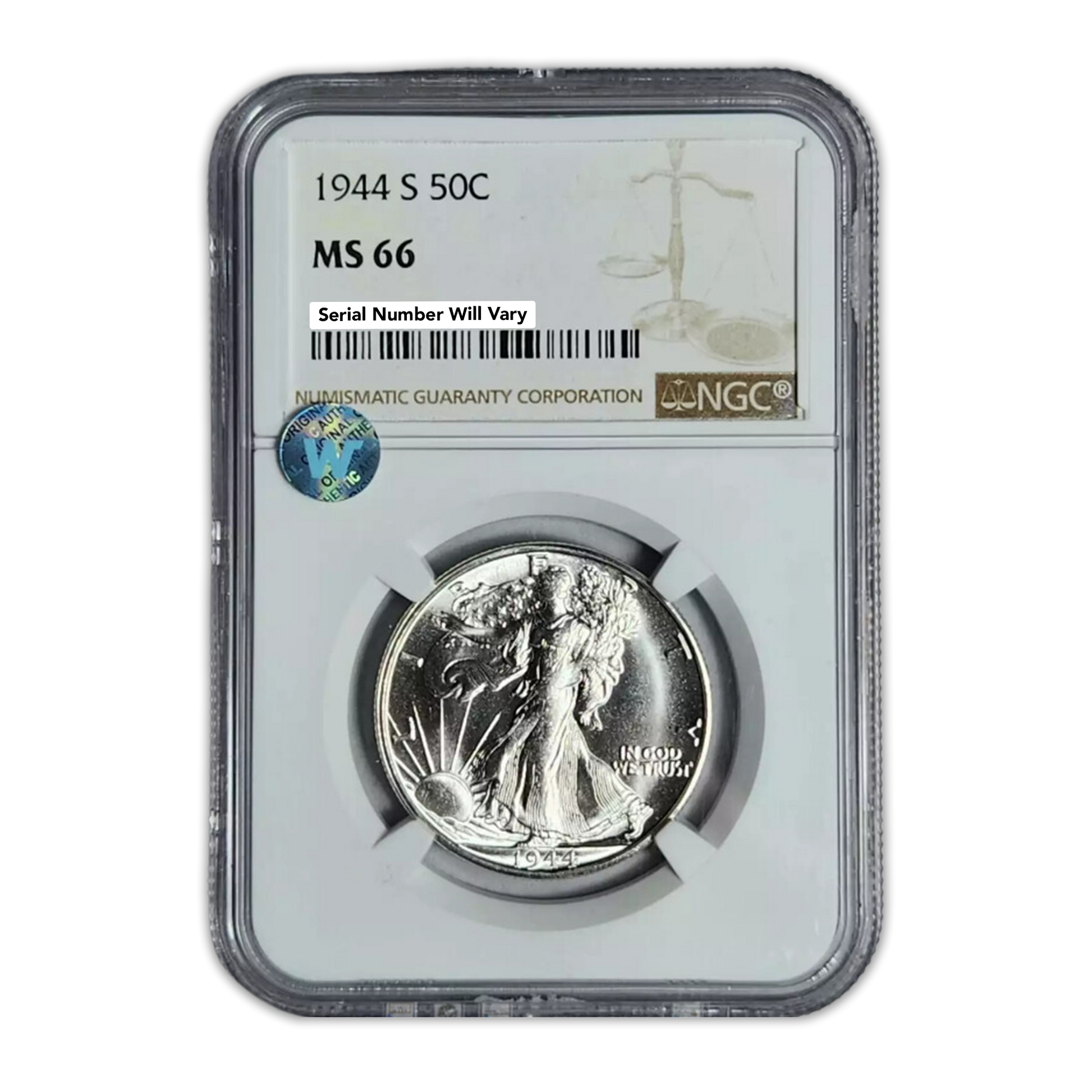 1944-S Walking Liberty Silver Half Dollar - NGC MS66 Sight White - CoinsTV