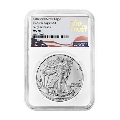 2023 W Silver Eagle Burnished - NGC MS70 Early Release In God We Trust Label