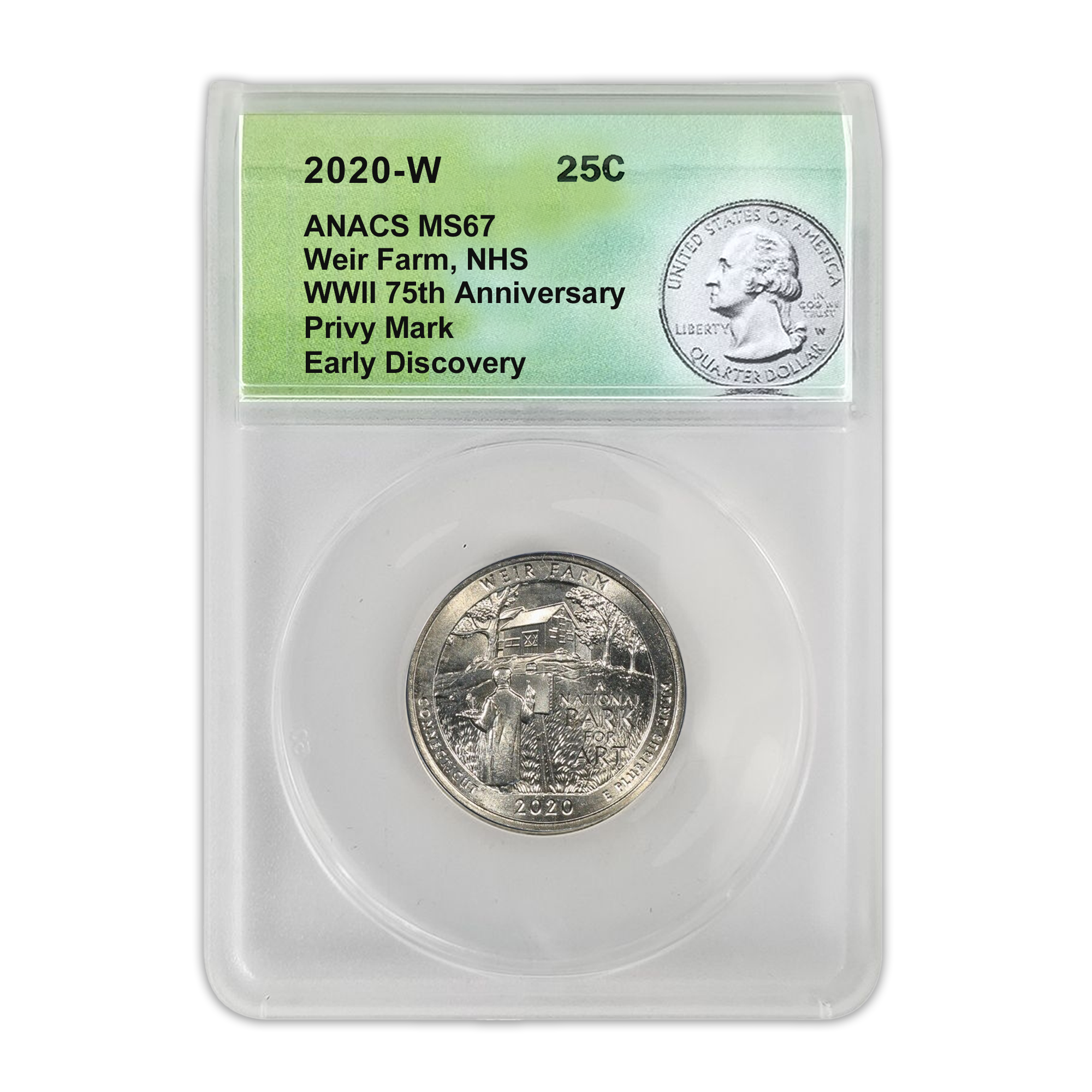 2020 W V75 Weir Farms Quarter Dollar West Point ANACS MS67 Early