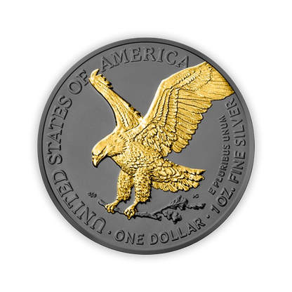 2024 Silver Eagle Black Ruthenium & Gold Enhanced 1 oz Silver