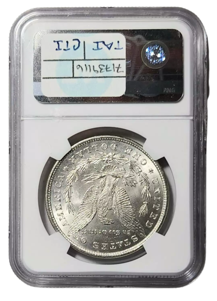 1878 Morgan Silver Dollar 8 Tailfeather - CAC - NGC MS62 Sight White