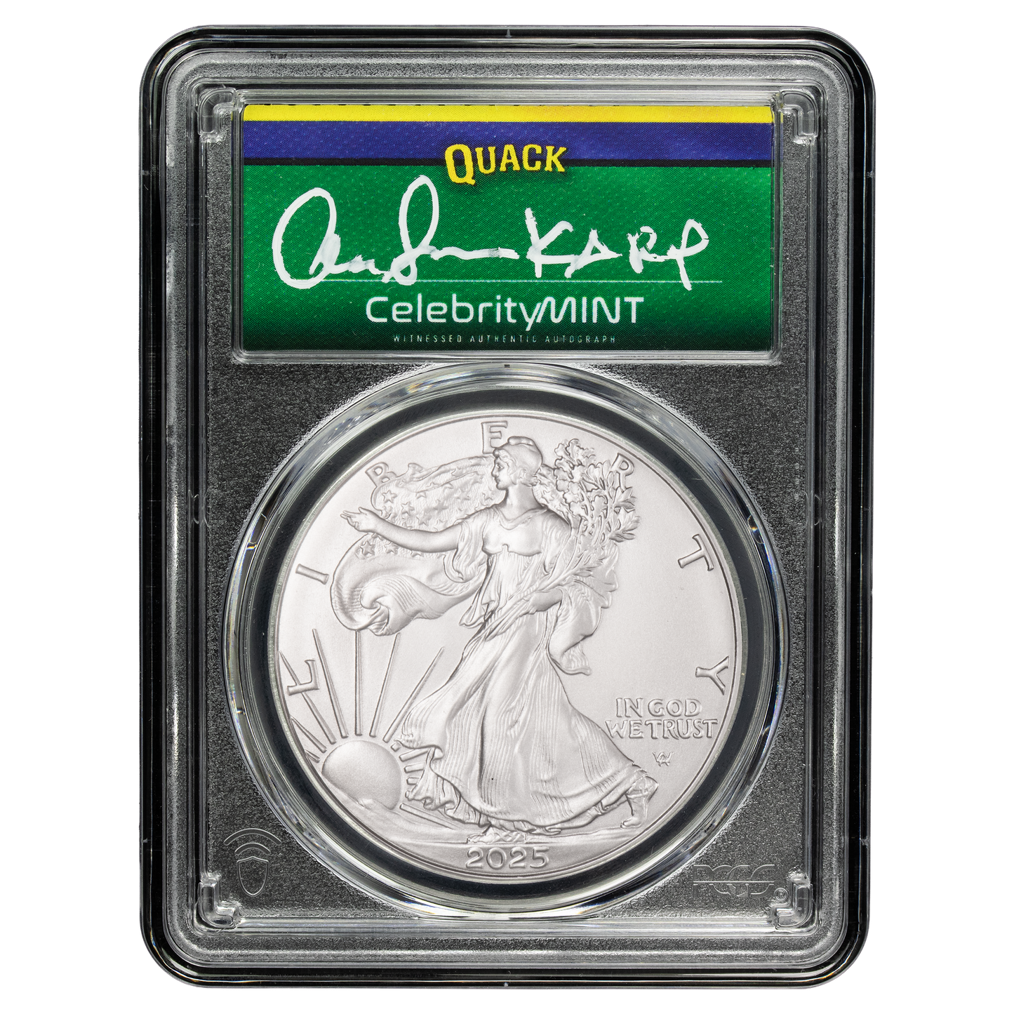2025 Silver Eagle - Mighty Ducks Cast Signature - PCGS Gem BU - CoinsTV