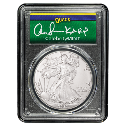 2025 Silver Eagle - Mighty Ducks Cast Signature - PCGS Gem BU - CoinsTV
