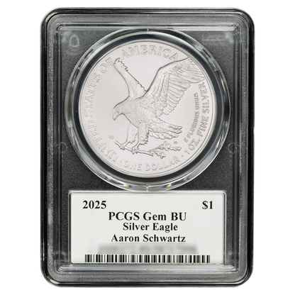 2025 Silver Eagle - Mighty Ducks Cast Signature - PCGS Gem BU - CoinsTV
