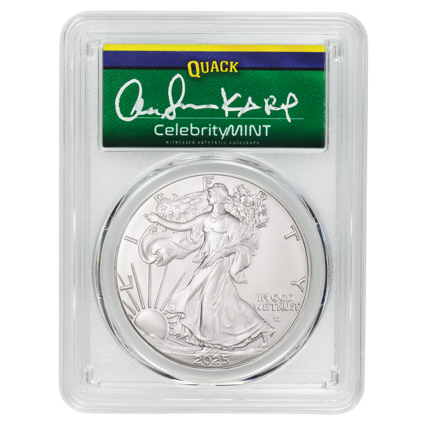 2025 Silver Eagle - Mighty Ducks Cast Signature - PCGS Gem BU - CoinsTV
