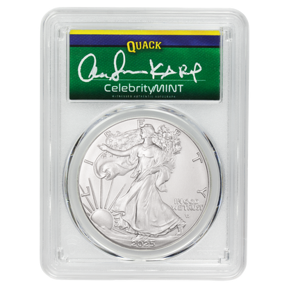 2025 Silver Eagle - Mighty Ducks Cast Signature - PCGS Gem BU - CoinsTV