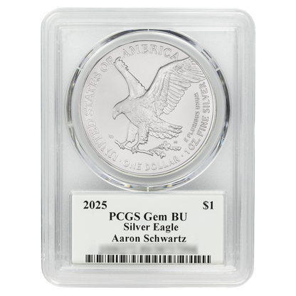 2025 Silver Eagle - Mighty Ducks Cast Signature - PCGS Gem BU - CoinsTV