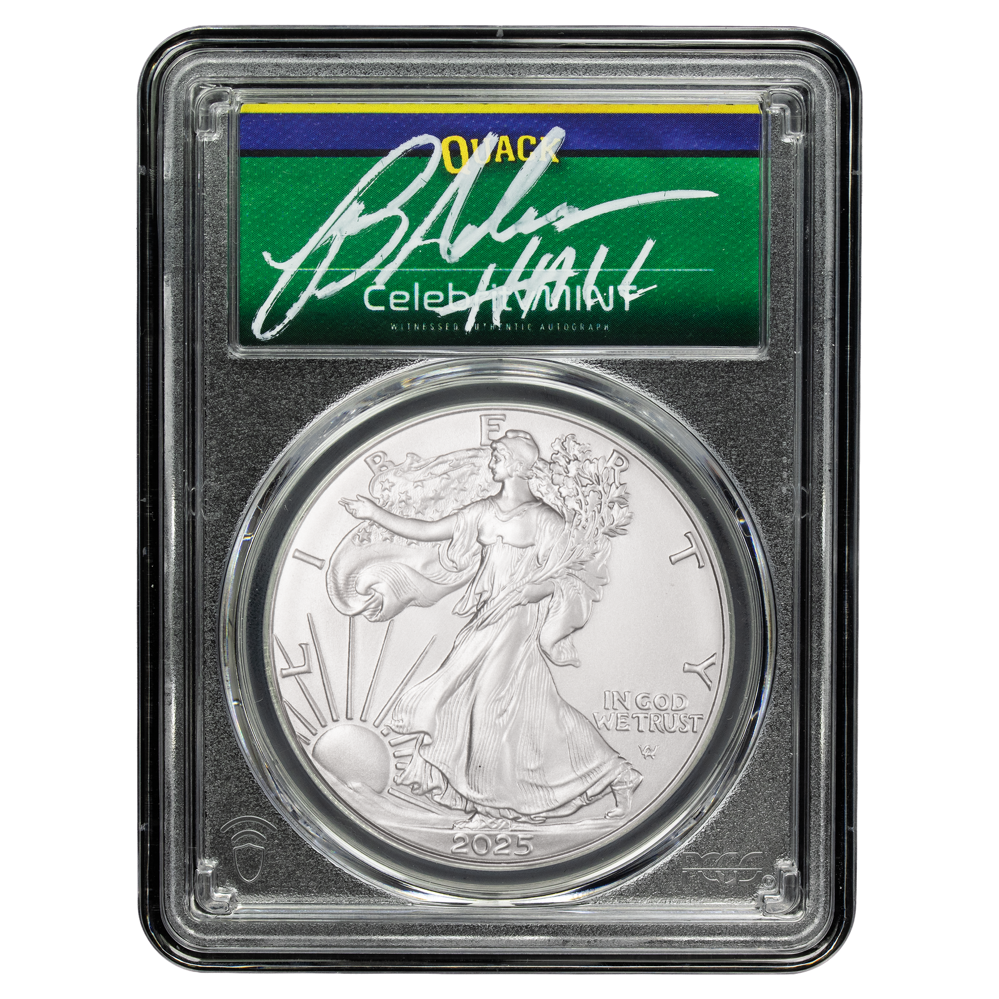 2025 Silver Eagle - Mighty Ducks Cast Signature - PCGS Gem BU - CoinsTV