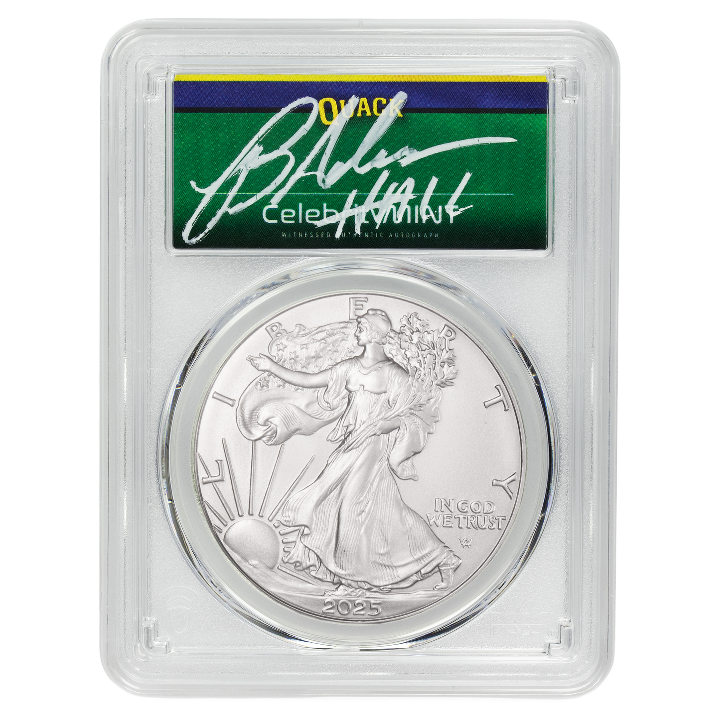 2025 Silver Eagle - Mighty Ducks Cast Signature - PCGS Gem BU - CoinsTV