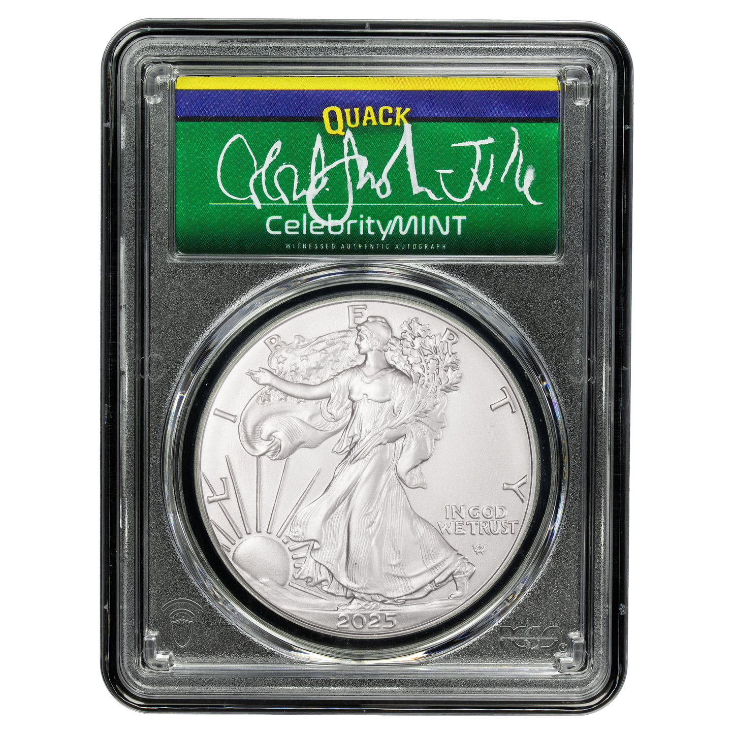 2025 Silver Eagle - Mighty Ducks Cast Signature - PCGS Gem BU - CoinsTV