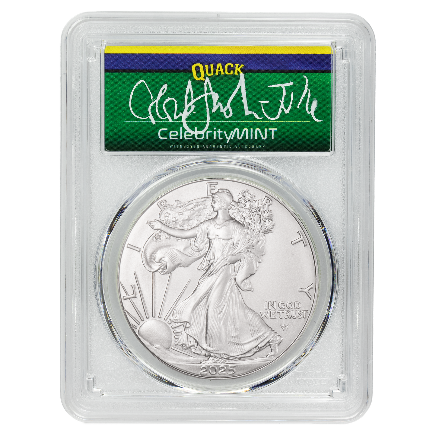 2025 Silver Eagle - Mighty Ducks Cast Signature - PCGS Gem BU - CoinsTV