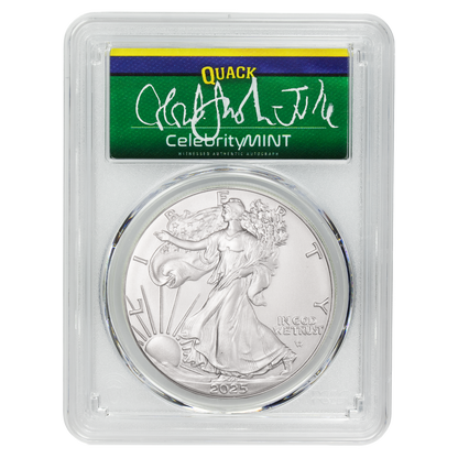 2025 Silver Eagle - Mighty Ducks Cast Signature - PCGS Gem BU - CoinsTV