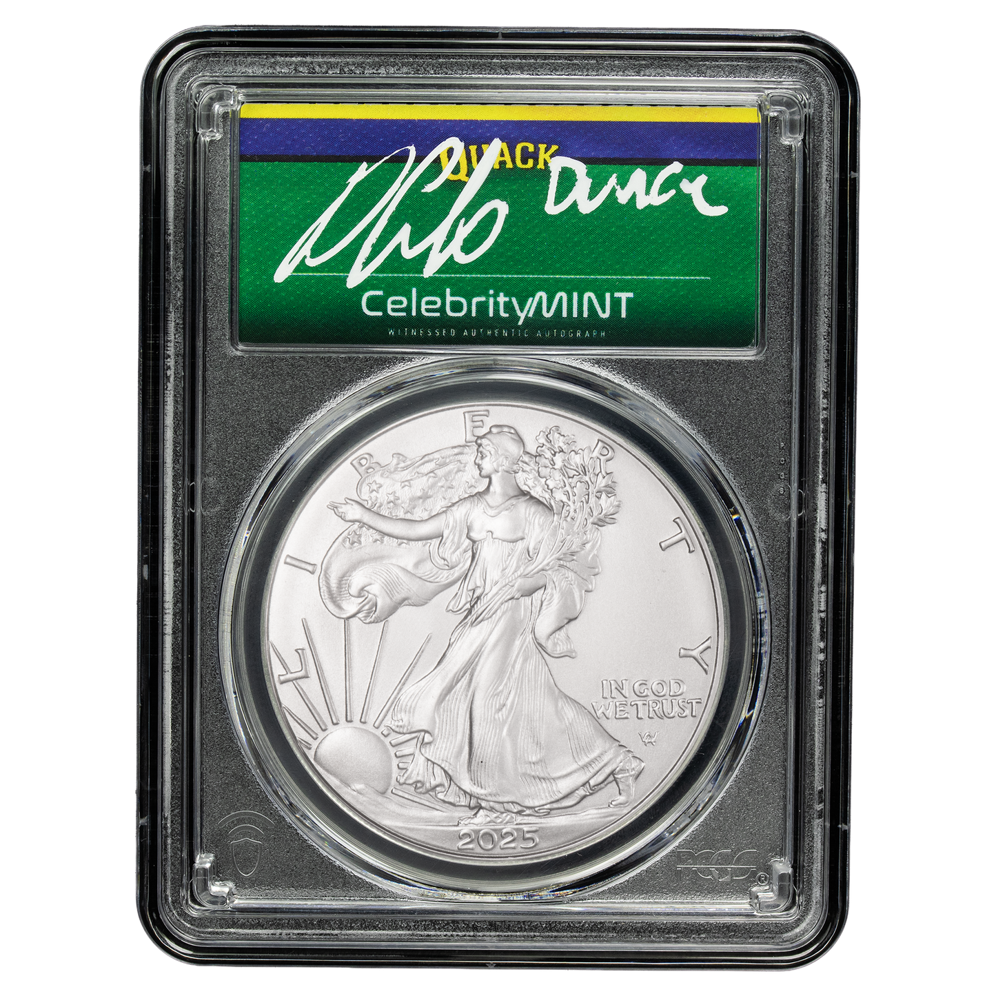 2025 Silver Eagle - Mighty Ducks Cast Signature - PCGS Gem BU - CoinsTV