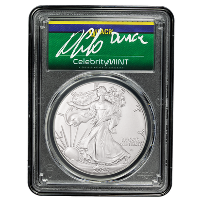 2025 Silver Eagle - Mighty Ducks Cast Signature - PCGS Gem BU - CoinsTV