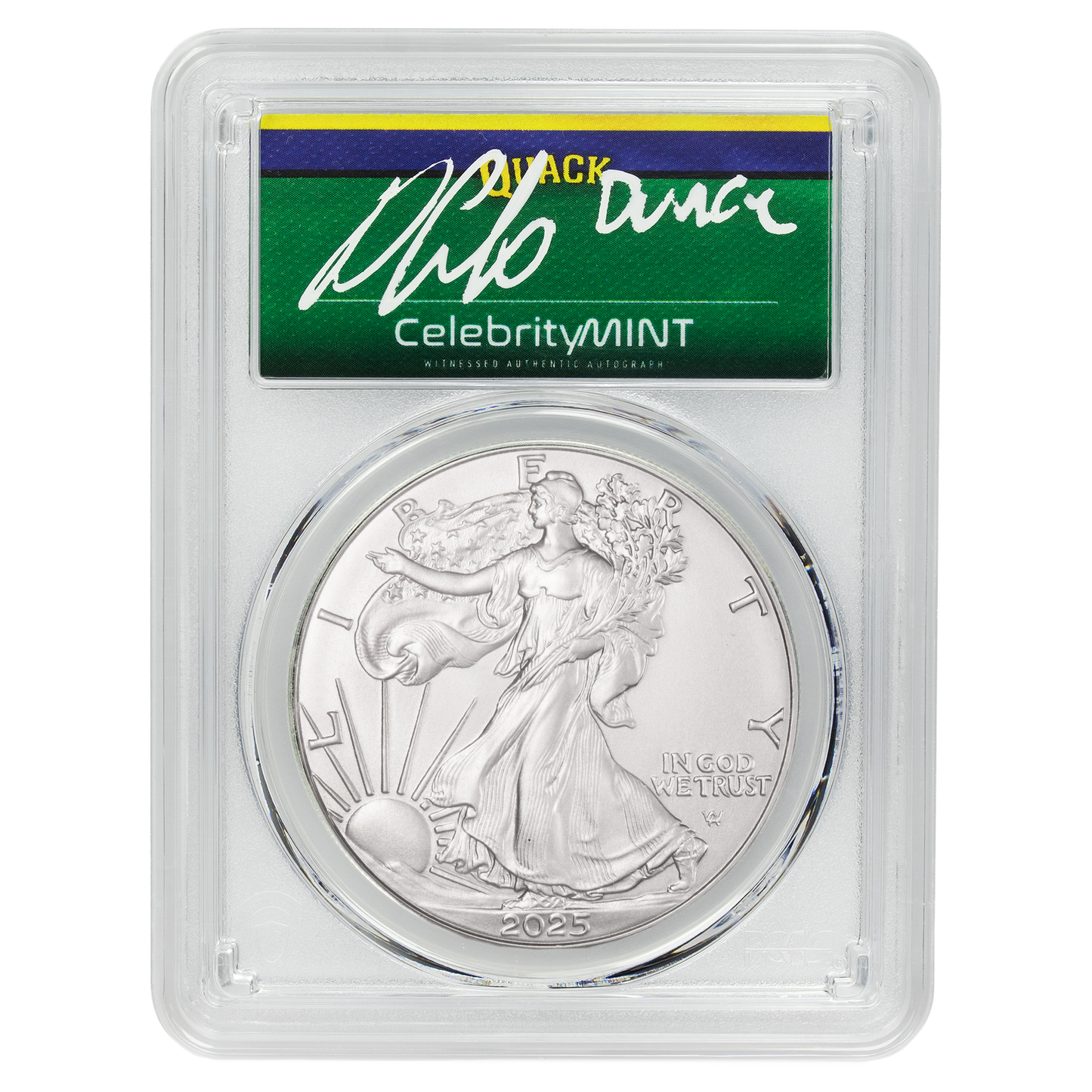 2025 Silver Eagle - Mighty Ducks Cast Signature - PCGS Gem BU - CoinsTV