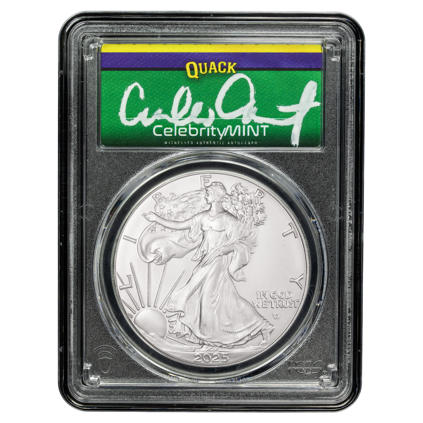 2025 Silver Eagle - Mighty Ducks Cast Signature - PCGS Gem BU - CoinsTV
