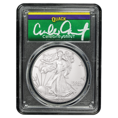 2025 Silver Eagle - Mighty Ducks Cast Signature - PCGS Gem BU - CoinsTV