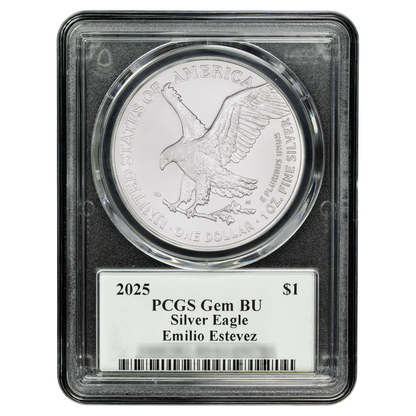 2025 Silver Eagle - Mighty Ducks Cast Signature - PCGS Gem BU - CoinsTV