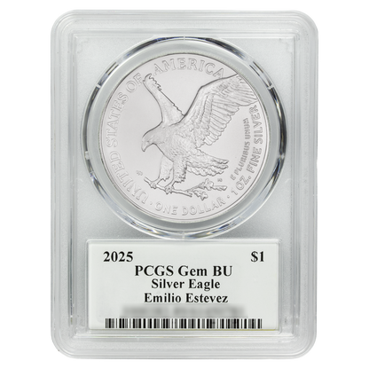 2025 Silver Eagle - Mighty Ducks Cast Signature - PCGS Gem BU - CoinsTV