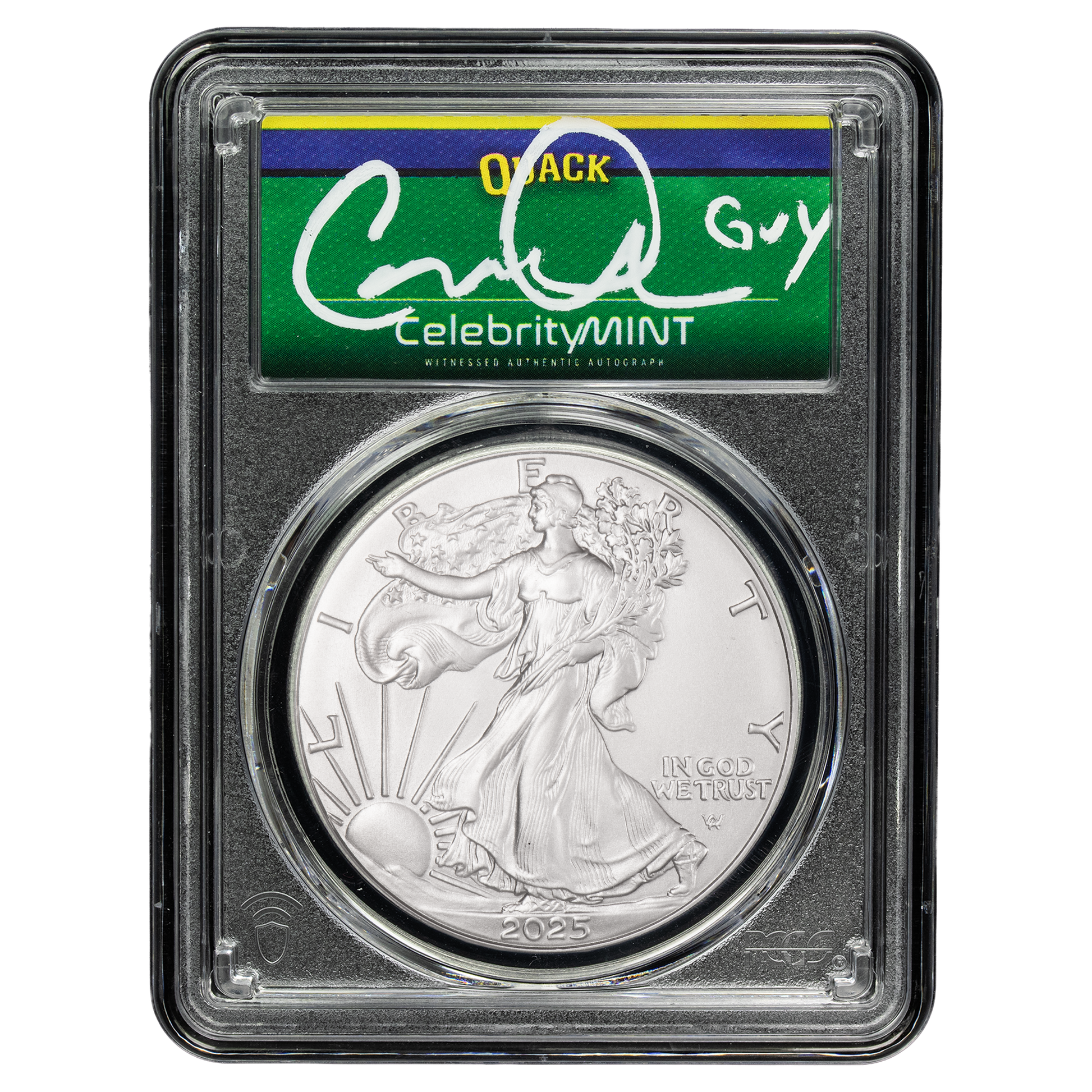 2025 Silver Eagle - Mighty Ducks Cast Signature - PCGS Gem BU - CoinsTV