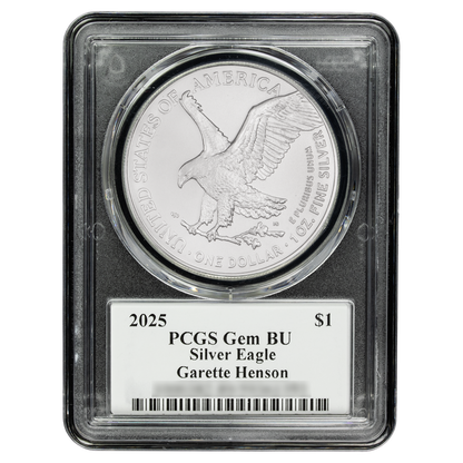 2025 Silver Eagle - Mighty Ducks Cast Signature - PCGS Gem BU - CoinsTV