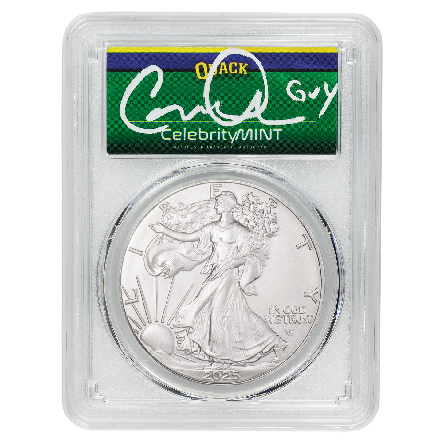 2025 Silver Eagle - Mighty Ducks Cast Signature - PCGS Gem BU - CoinsTV