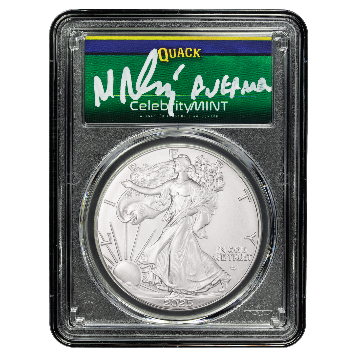 2025 Silver Eagle - Mighty Ducks Cast Signature - PCGS Gem BU - CoinsTV