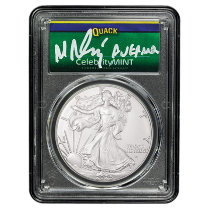 2025 Silver Eagle - Mighty Ducks Cast Signature - PCGS Gem BU - CoinsTV