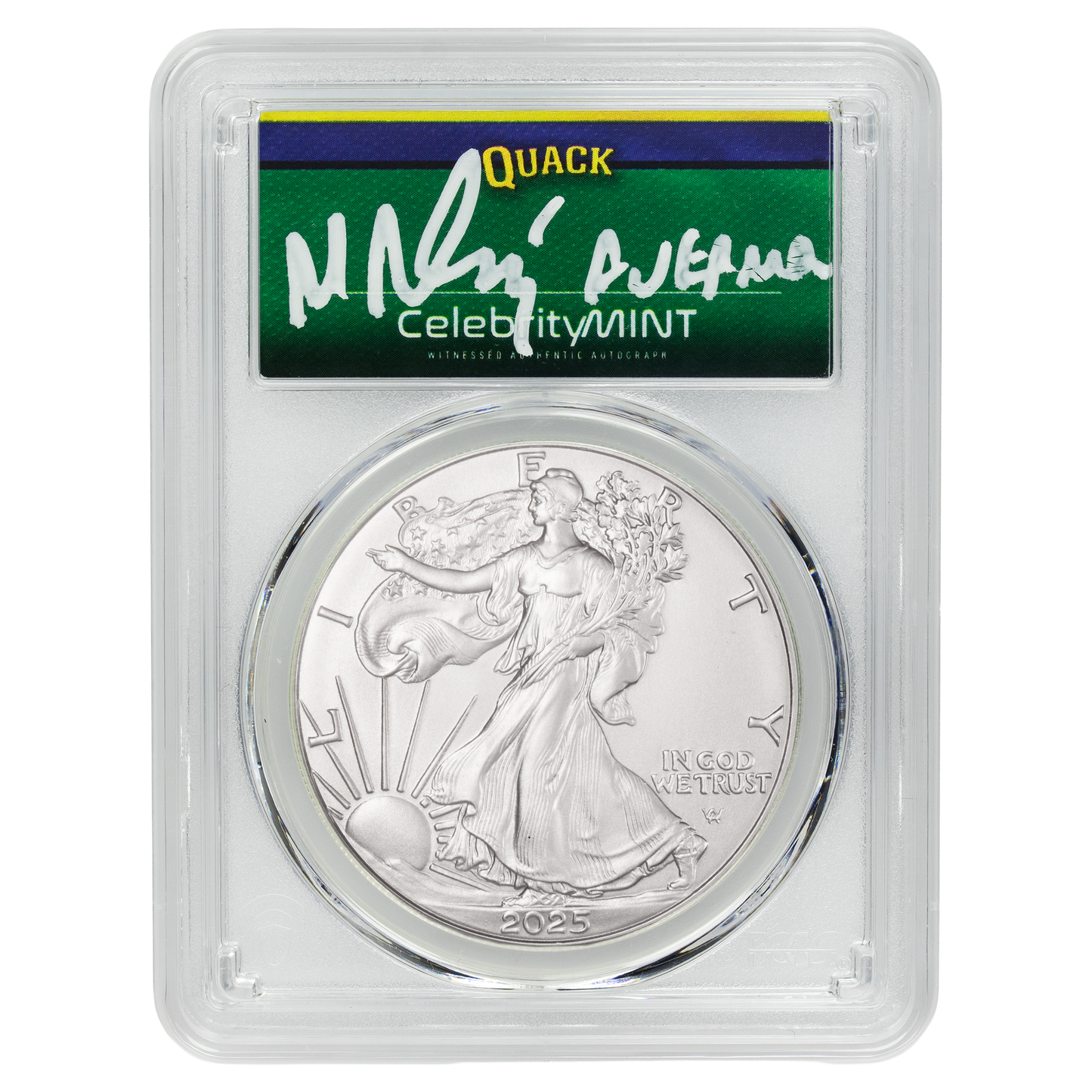 2025 Silver Eagle - Mighty Ducks Cast Signature - PCGS Gem BU - CoinsTV