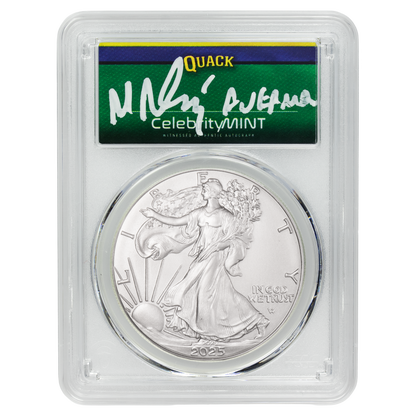2025 Silver Eagle - Mighty Ducks Cast Signature - PCGS Gem BU - CoinsTV