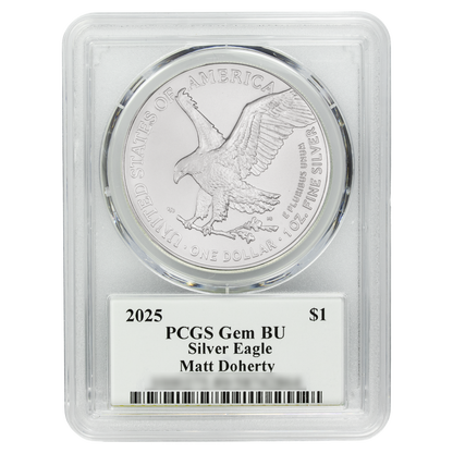 2025 Silver Eagle - Mighty Ducks Cast Signature - PCGS Gem BU - CoinsTV
