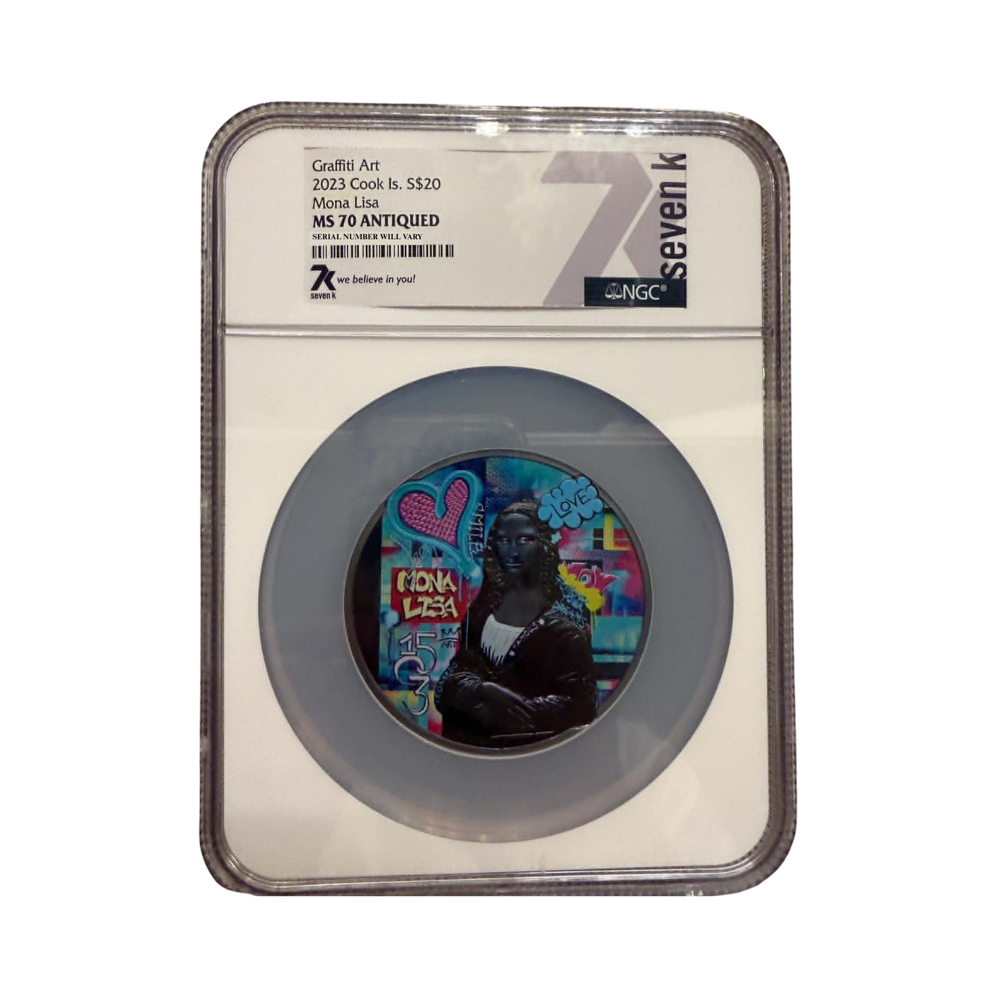 2023 Cook Islands Mona Lisa Graffiti Art - NGC MS70 Antiqued