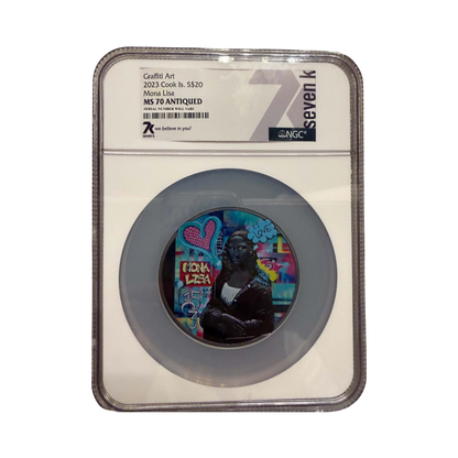 2023 Cook Islands Mona Lisa Graffiti Art - NGC MS70 Antiqued