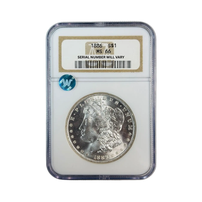 1886 Morgan Silver Dollar Philadelphia - NGC MS66 Sight White - CoinsTV