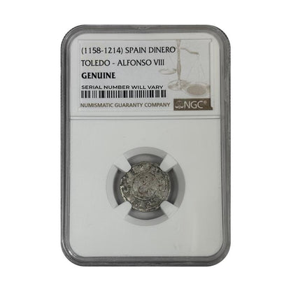 Spain Dinero – Alfonso VIII 1158-1214 - NGC Certified Genuine