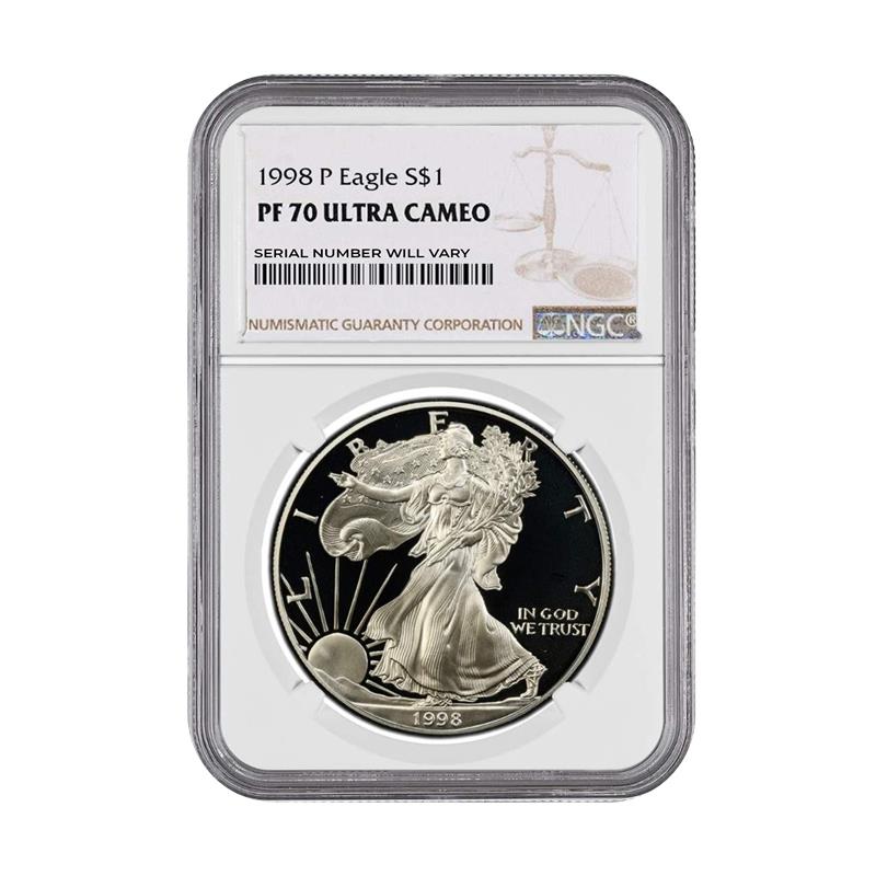 1998 P Silver Eagle - NGC PF70 Ultra Cameo - CoinsTV