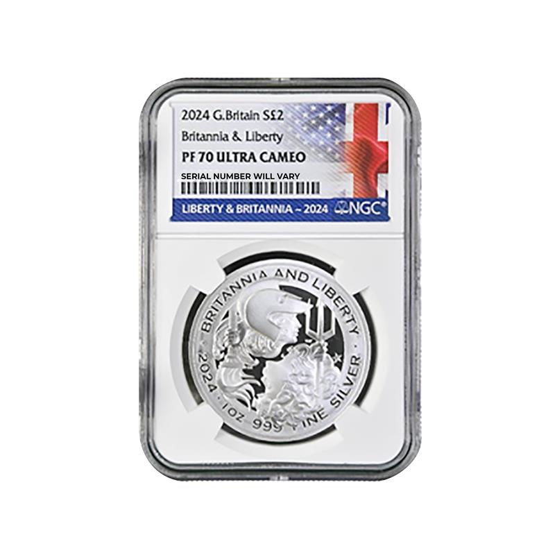 2024 Great Britian Britannia & Liberty 1 oz Silver - NGC PF70 Ultra Cameo - CoinsTV