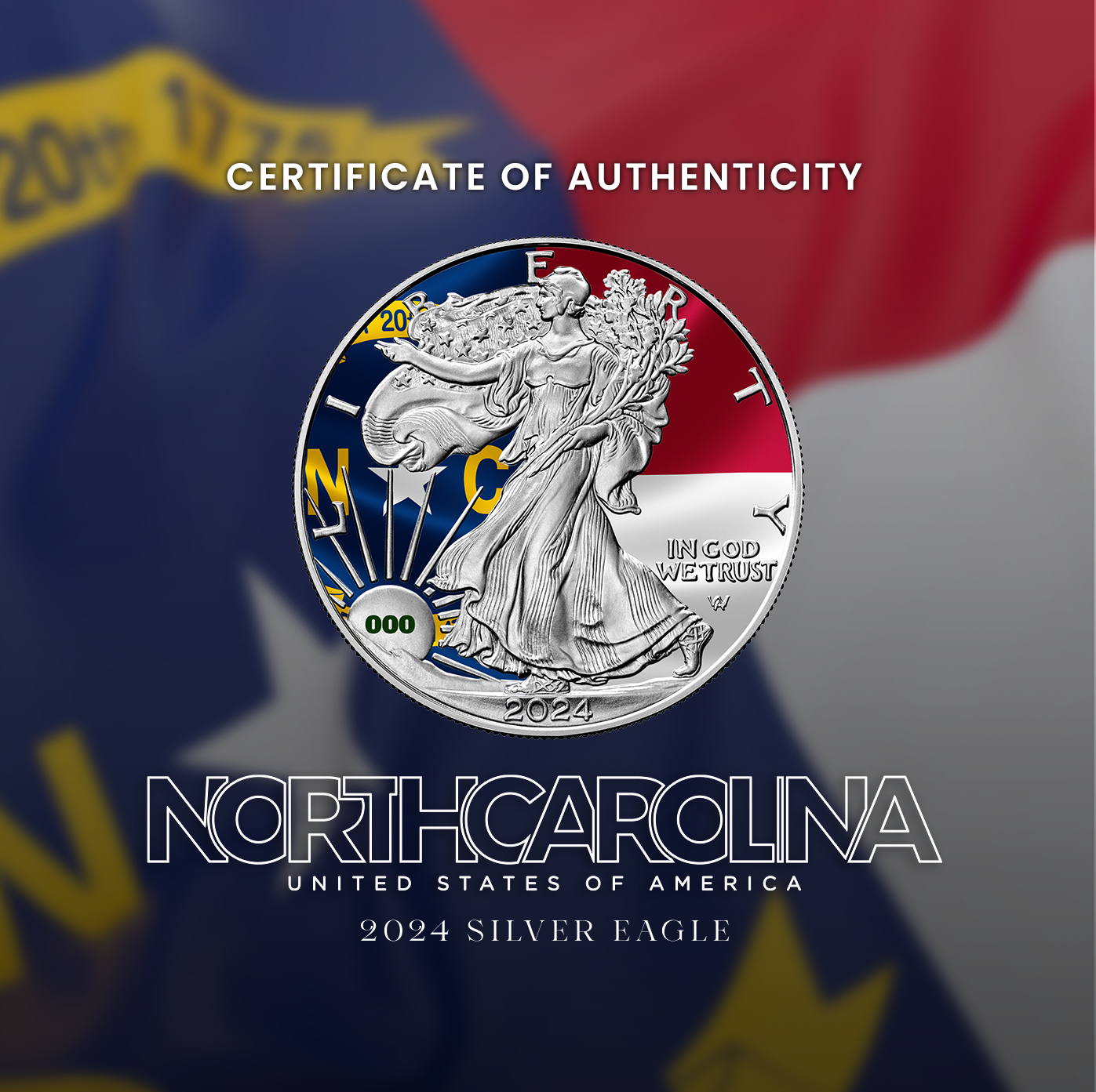 2024 State Flags Silver Eagle - North Carolina Limited Edition - CoinsTV