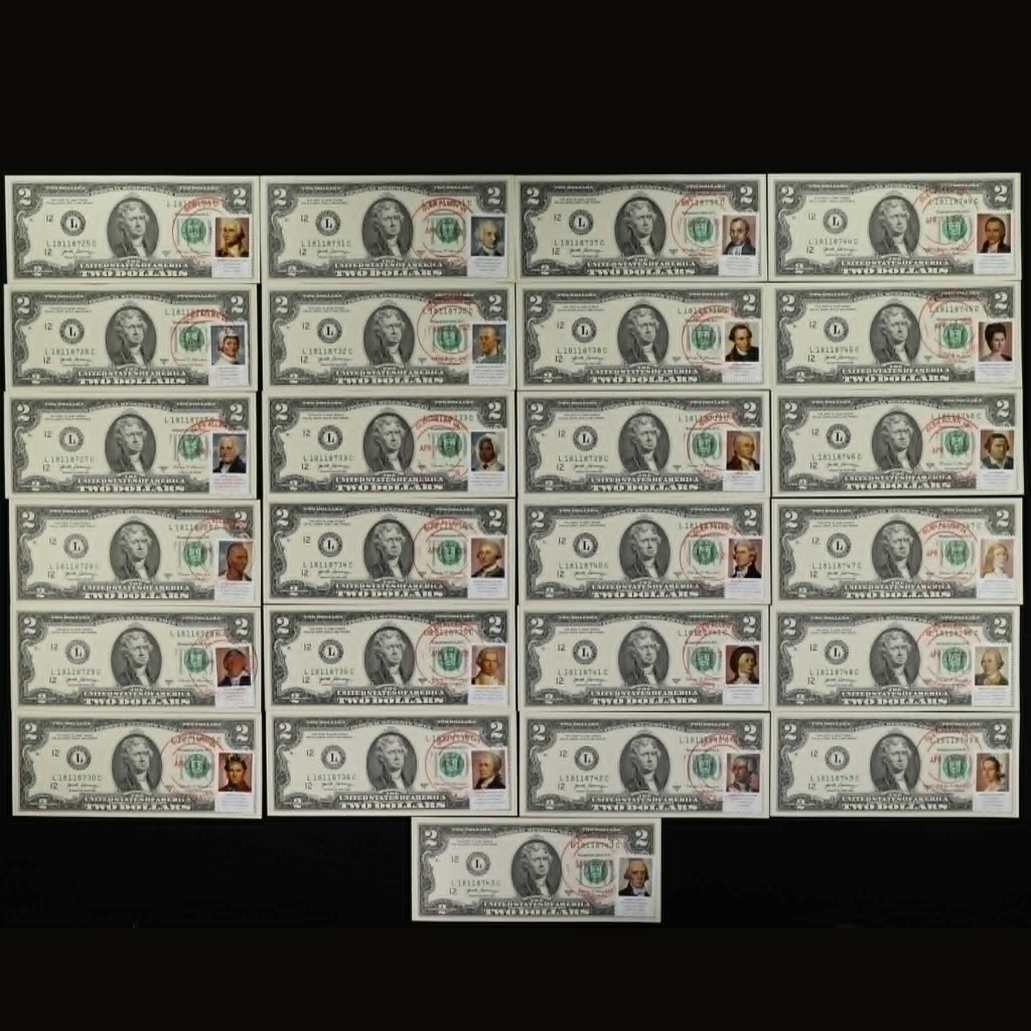 Series 2017 $2 Bill – Official 50th Anniversary Stamp (April 13, 2026) – Colonial Figures Grab Bag