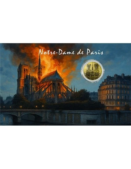2025 Liberia Notre Dame 1/1000 oz Gold Coin in Card