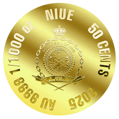 2025 Niue Greek Mythology Zeus 1/1000 oz Gold Coin in Card