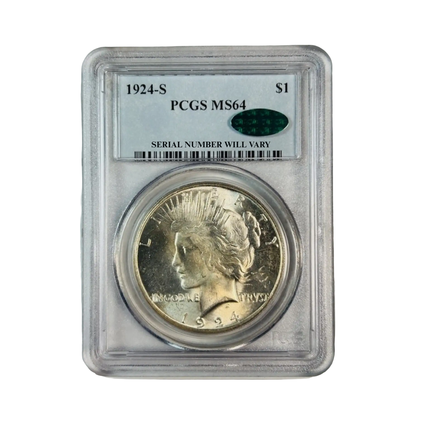 1924-S Peace Dollar San Francisco - PCGS MS64 CAC - CoinsTV